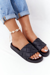 Women's Black Rubber Slippers Let's Swim