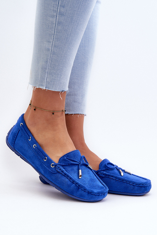 Women's Blue Suede Moccasins Si Passione