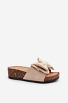 Women's Clogs on Cork Platform with Bow Beige Tarena