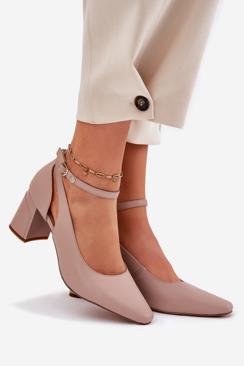 Leather Heels On A Block Heel Maciejka K6816-04 Beige