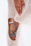 Women's Flat Sandals With Woven Straps Blue Artiker 56C1325
