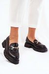 Women Moccasins With Golden Detail Eco Leather Black Gemitha