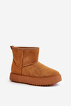 Womens Snow Boots On Platform Made Of Eco Suede Camel Atteria