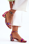 Patterned Heels Satin Sandals Mix Red Inspire Me!