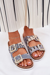 Women's Sandals With Buckles And Glitter Beige S.Barski RB51-006