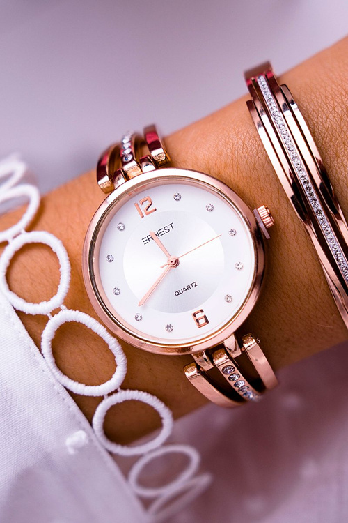 Women's Watch Ernest Zirconia Pink Gold Alendi