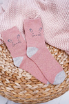 Women's Warm Socks Dark Pink with Rabbit
