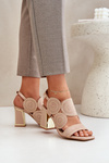 Embellished Heeled Sandals Dark Beige Delariona