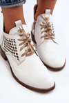 Zazoo 2878 Low Cut Out Leather Women's White Boots