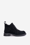 Suede Low Ankle Boots With Flat Heel Insulated D&A JC42-23 Black