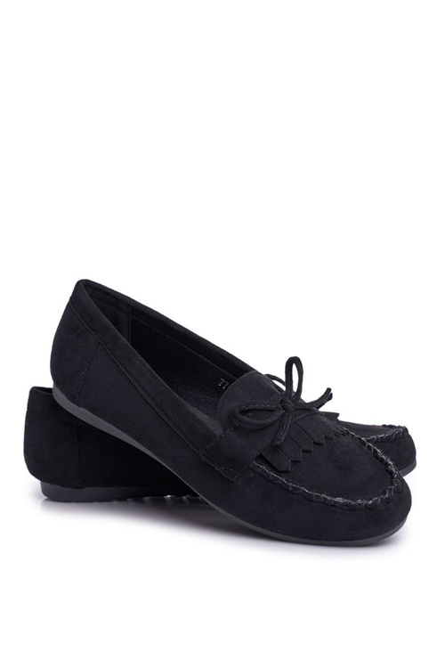Women's Suede Moccasins Black Velucci