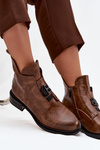 Insulated Leather Women's Boots with Decorative Detail Brown Briselda