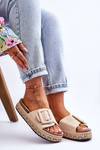 Women's Sandals On A Decorated Platform Beige Joyce