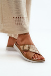 Comfortable Women's Slippers With Buckle Inblu CN000032 Camel