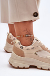 Platform Lace-Up Sport Shoes Beige Escape