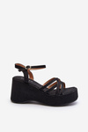Black Platform Sandals and Wedges Oporia