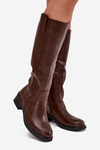 Women's Officer Boots With Low Heel Insulated Brown Averna
