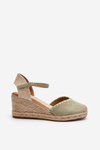 Suede Sandals Espadrilles With Wedge And Braided Detail Green Raylin