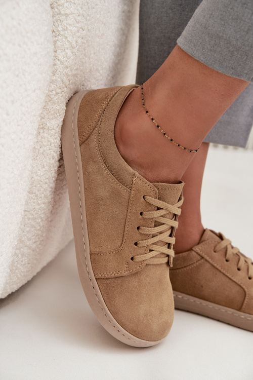 Barefoot Type Sneakers Made of Natural Suede Zazoo 314 Beige