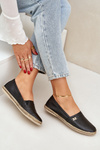 Espadryle Damskie Eleganckie Skóra Naturalna Czarne Zazoo 10177