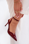 Lacquered high heels with open heel Bordeaux Laretta