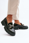 Women's Patent Loafers with Decoration Dark Green Arsaba