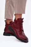 Insulated Women's Ankle Boots with Zip Decorative Detail Bordeaux Roselle