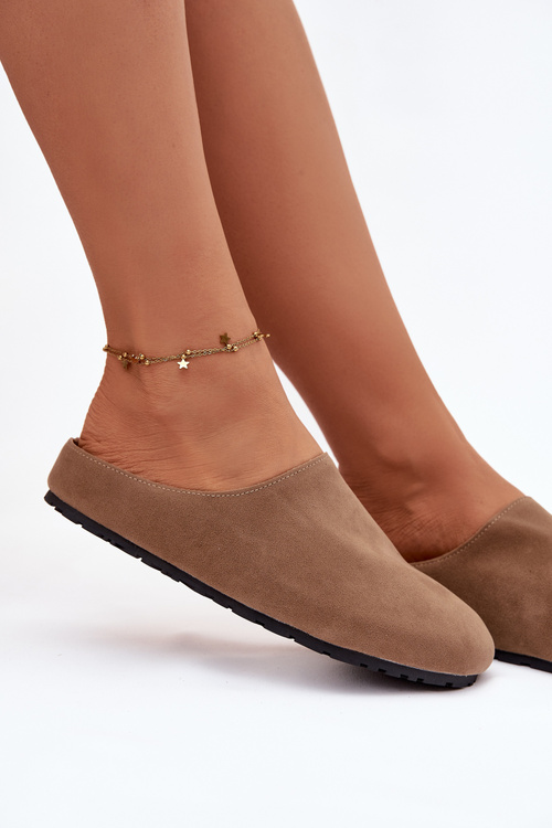 Women's slippers from eco suede Khaki Kalvess