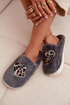 Furry slippers with hearts gray Amandra