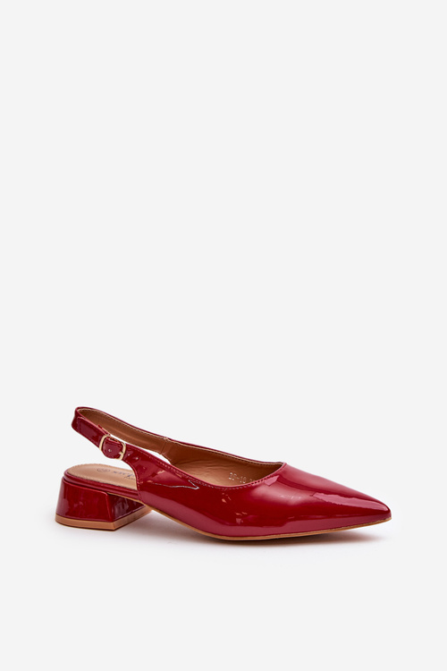 Lacquered Ballerinas On Low Heel With Pointed Toes Burgundy Anarinne
