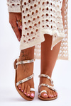 Women's Sandals With Decorative Shells White and beige Verdem
