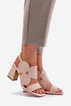 Embellished sandals on a heel beige Delariona