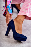 Classic Suede Pumps On Heel Navy Soro