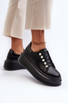 Women's Leather Sneakers on Chunky Platform Black S.Barski LR628