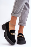 Classic Suede Loafers On A Chunky Platform Black Catch Me!