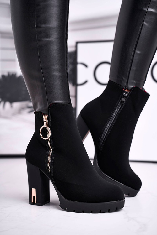 Women's Boots On High Heel Nubuck Black Yris