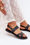 Flat Ladies Sandals Made Of Eco Leather Black Kalira