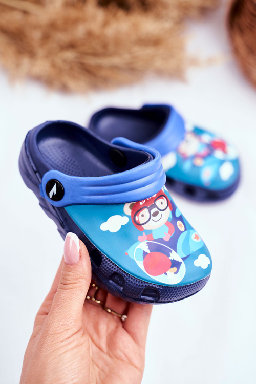 Children's Foam Slides Navy Bear Pilot SuperFly