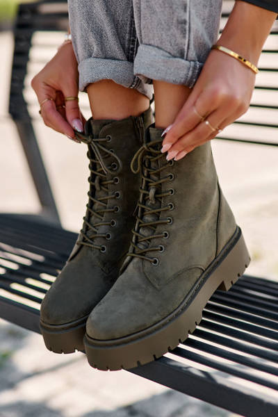 Women's Suede Ankle Boots Green Dearia