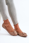 Ballerinas With Strap And Ornament Eco Leather Dark Beige Cadwenla