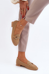 Mokasyny Płaski Obcas Ozdoba Damskie Camel Iluvana FF-33