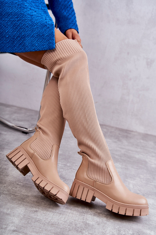 Women's High Boots Workers Beige Austin