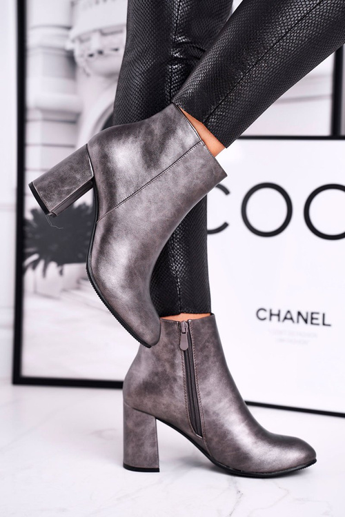 Women's Boots On High Heels Grey Gun