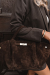 Bag Made of Natural Suede Chocolate Fiorenza
