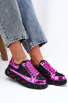 Sneakersy Zdobione Damskie Na Platformie Czarne GOE NN2N4006