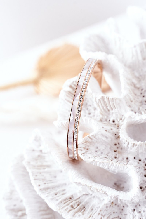 Steel Bracelet with Cubic Zirconia And Pearl Rose Gold
