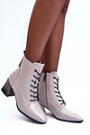 Lacquered Heel Booties Gray Basciano