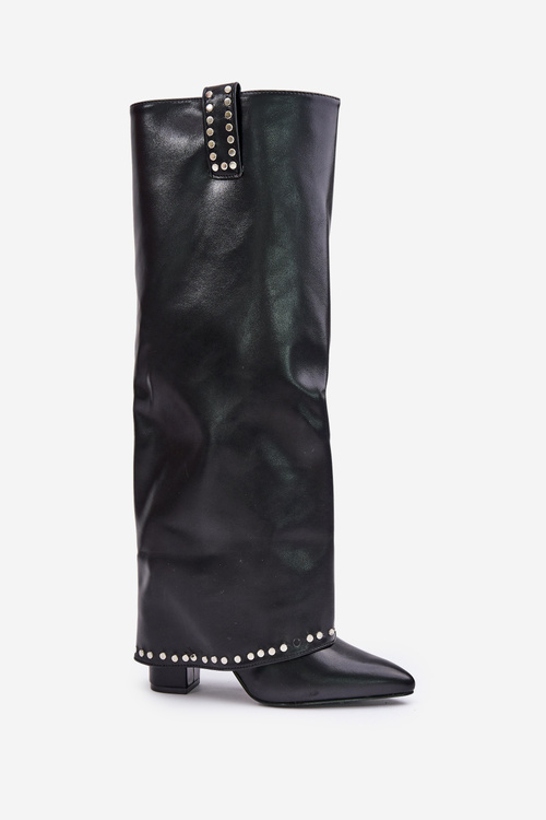 Ladies Boots With Turned Shaft On Heel Black Kaielia