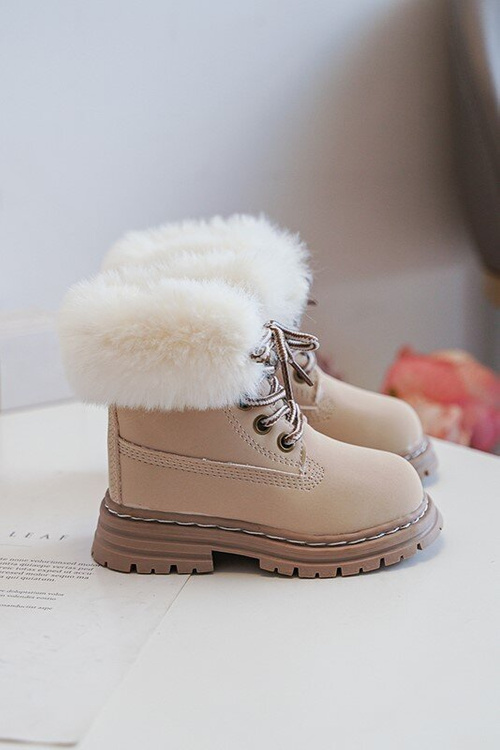 Botki Trapery Dziecięce Suwak Futerko Beżowe Gerande 20306-1C/2C/3C