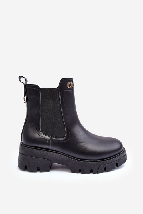 Women's Leather Ankle Boots with Decorative Black Lobb